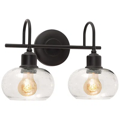 Afx Laney 15 1/4" Black And Seeded Glass Bath Light
