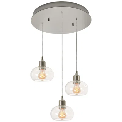 Afx Laney 19.69" 3 Light Round Satin Nickel Pendant