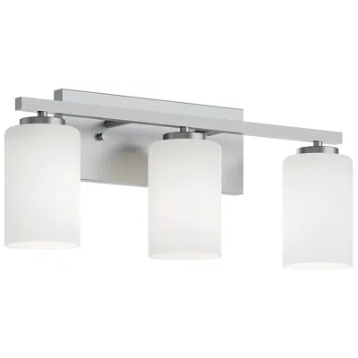 Afx Leo 22" Wide Satin Nickel Vanity With Clear Glass Shade