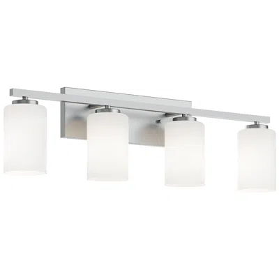 Afx Leo 31" Wide Satin Nickel Vanity With Clear Glass Shade