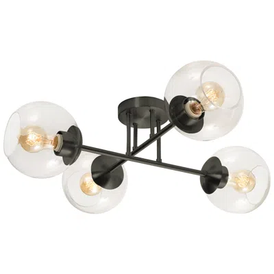 Afx Lighting Jamie 25" Wide Black 4-globe Modern Ceiling Light