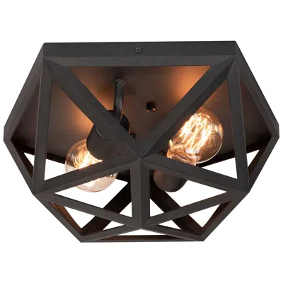 Afx Lighting Kai 12 1/4" Wide Modern Black Metal 2-light Ceiling Light