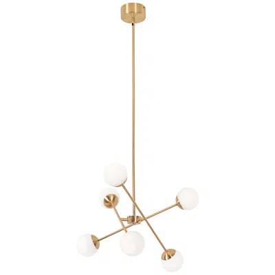 Afx Lighting Pearl 24" Wide Satin Brass 6-light Led Sputnik Pendant