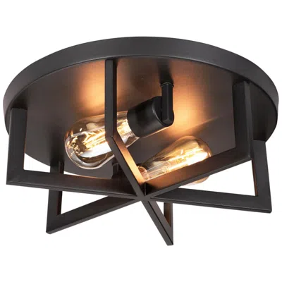 Afx Lighting Rivers 13 3/4" Wide Black Metal 2-light Ceiling Light