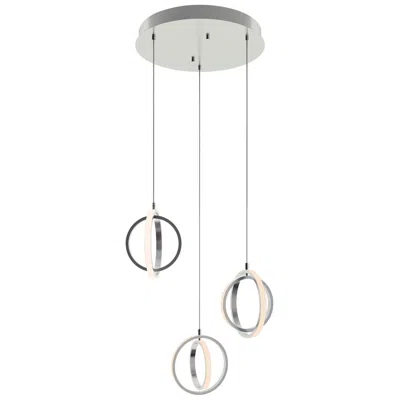 Afx Lock 23.37" 3 Light Round Satin Nickel Led Pendant