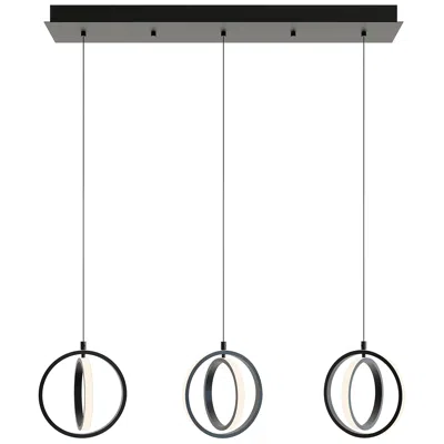 Afx Lock 36" 3 Light Linear Black Led Pendant