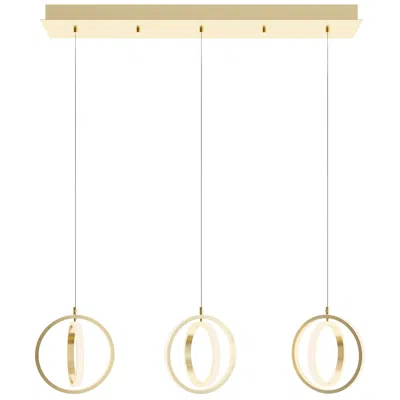 Afx Lock 36" 3 Light Linear Satin Brass Led Pendant