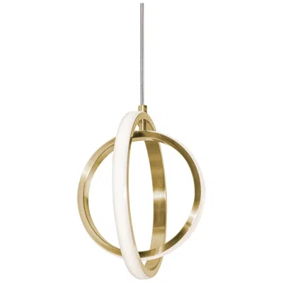 Afx Lock 9" Wide Satin Brass And White Acrylic Led Mini Pendant