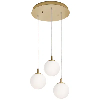 Afx Loretto 18" 3 Light Round Satin Brass Pendant