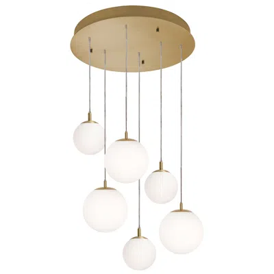 Afx Loretto 27 1/4" Wide Satin Brass Multi-light Pendant In Neutral