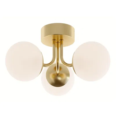 Afx Metropolitan 15" Wide Brass 3-light Led Orb Lights Ceiling Fixture