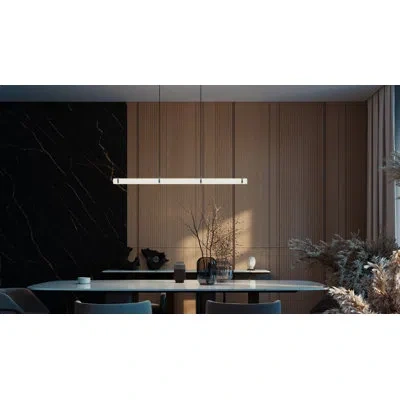 Afx Miami - Led Linear Pendant - Black In Polished Chrome