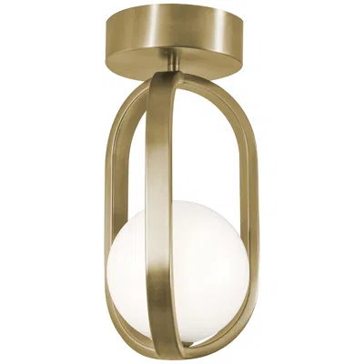 Afx Milan 7" Wide Light Antique Brass Led Flush Mount