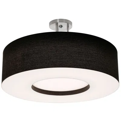 Afx Montclair 24" Wide Satin Nickel Led Semi-flush Mount With Black Shade