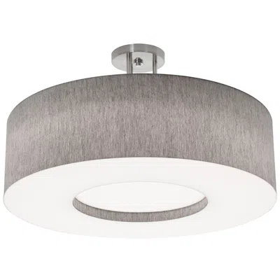 Afx Montclair 24" Wide Satin Nickel Led Semi-flush Mount With Grey Shade