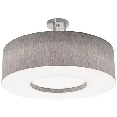 Afx Montclair 24" Wide Satin Nickel Semi-flush Mount With Grey Shade