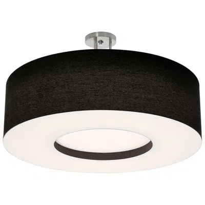 Afx Montclair 30" Wide Satin Nickel Led Semi-flush Mount With Black Shade