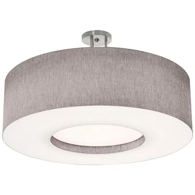 Afx Montclair 30" Wide Satin Nickel Led Semi-flush Mount With Grey Shade