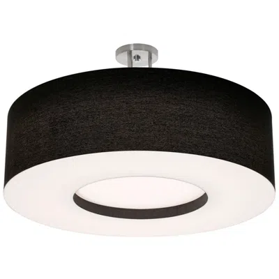 Afx Montclair 30" Wide Satin Nickel Semi-flush Mount With Black Shade
