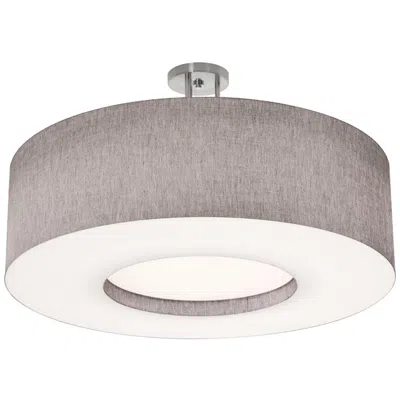 Afx Montclair 30" Wide Satin Nickel Semi-flush Mount With Grey Shade