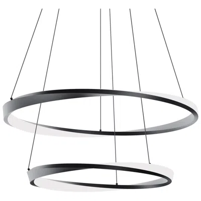 Afx Oberon 32" Wide Black 80w Led Double Pendant In Silver