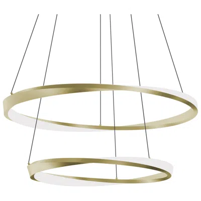 Afx Oberon 32" Wide Light Antique Brass 80w Led Double Pendant