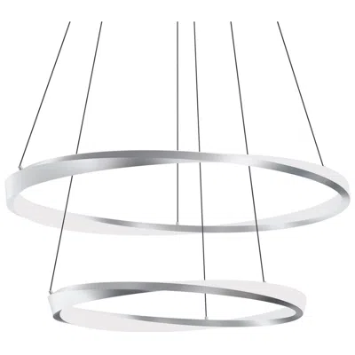Afx Oberon 32" Wide Satin Nickel 80w Led Double Pendant In Silver