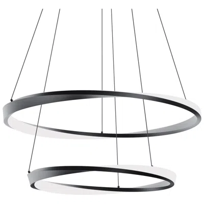 Afx Oberon 40" Wide Black Double Led Pendant With White Acrylic Shade