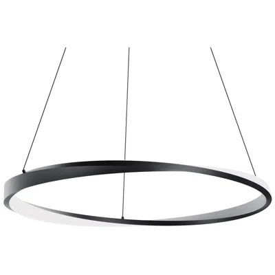Afx Oberon 40" Wide Black Single Led Pendant With White Acrylic Shade