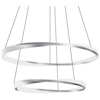 Afx Oberon 40" Wide Satin Nickel Double Led Pendant With White Acrylic Shade In Silver