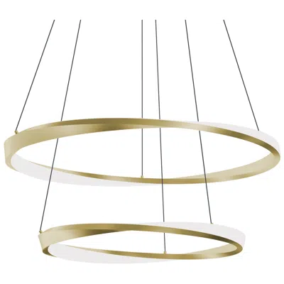 Afx Oberon 40"w Light Antique Brass Double Led Pendant W/ White Acrylic Sh