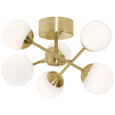 Afx Pearl 15 3/4" Wide Satin Brass 6-light Modern Led Ceiling Light
