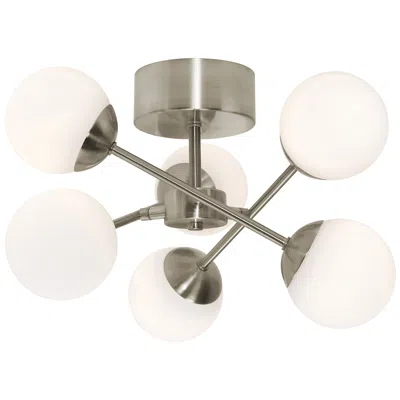 Afx Pearl 16" Wide Satin Nickel Led Semi-flush Mount