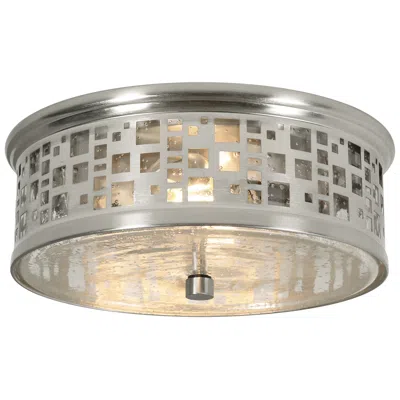 Afx Roscoe 11" Wide Satin Nickel Drum Ceiling Light