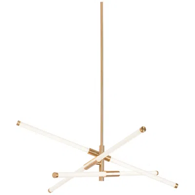 Afx Rusnak 30" Wide Satin Brass Led Tubular Pendant Light In Gold