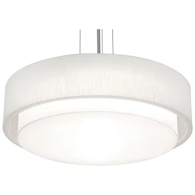 Afx Sanibel 32" Wide Satin Nickel Led Pendant With Linen White Shade