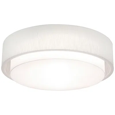 Afx Sanibel 32" Wide White Flush Mount With Linen White Shade