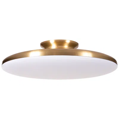 Afx Skye 15" Wide Round Satin Brass Metal Led Ceiling Light