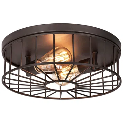 Afx Theo 13.8" Wide Black Ceiling Light With Clear Glass