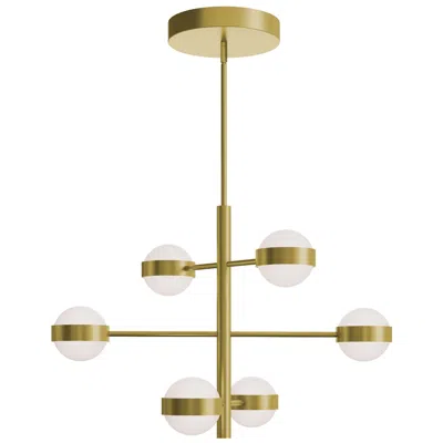 Afx Verona 30" Wide 6-light Light Antique Brass Finish Led Pendant Light In Gold