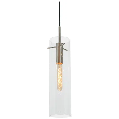 Afx Vista 4.7" Wide Satin Nickel Pendant With Clear Glass Shade