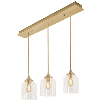 Afx William 36" 3 Light Linear Satin Brass Pendant
