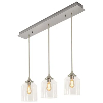 Afx William 36" 3 Light Linear Satin Nickel Pendant