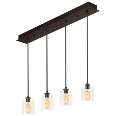 Afx William 36" 4 Light Linear Black Pendant