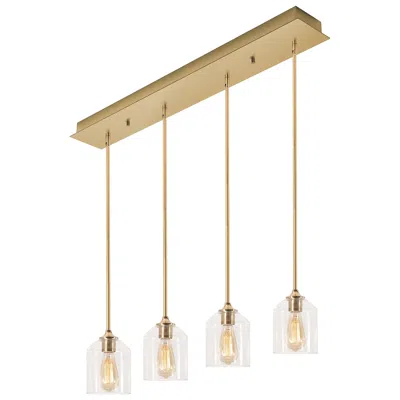 Afx William 36" Wide Satin Brass 4-light Linear Pendant