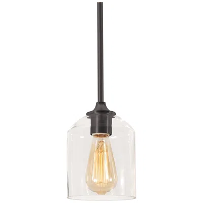 Afx William 5 1/2" Wide Black Mini Pendant With Clear Glass