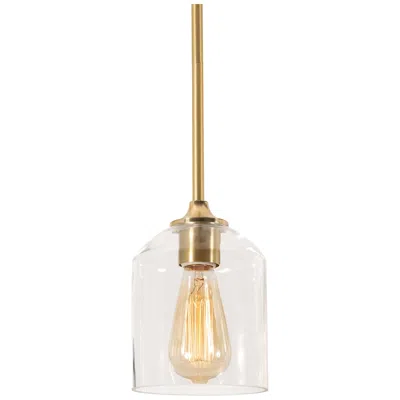 Afx William 5 1/2" Wide Satin Brass Steel Mini Pendant