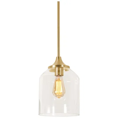 Afx William 7 3/4" Wide Satin Brass Metal Mini Pendant