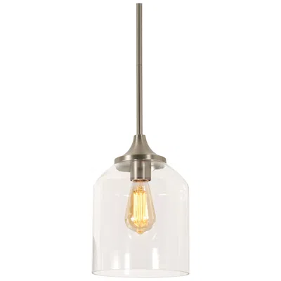Afx William 7 3/4" Wide Satin Nickel Mini Pendant