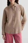 Ag Addison Linen Blend Button-up Shirt In Brown